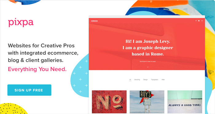 best website builder for small business pixpa