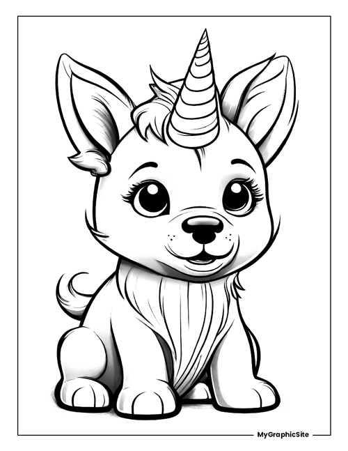 Unicorn puppy coloring page print