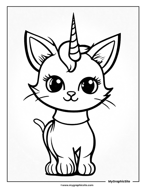 printable unicorn kitty coloring page
