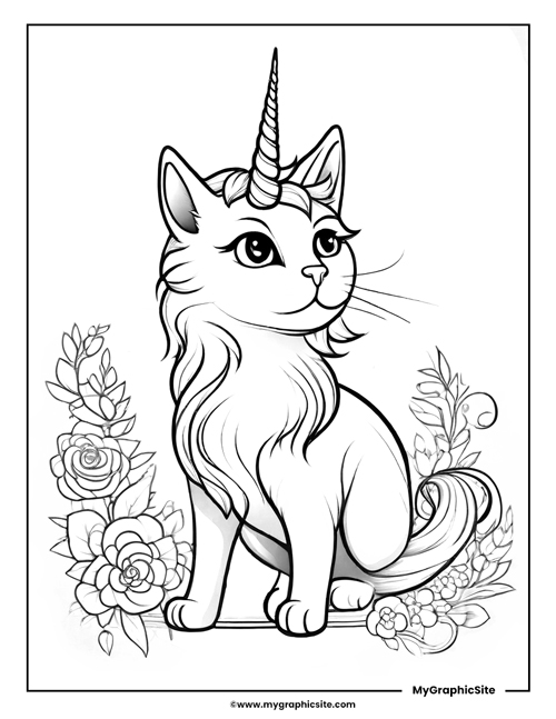 unicorn kitty coloring page 10