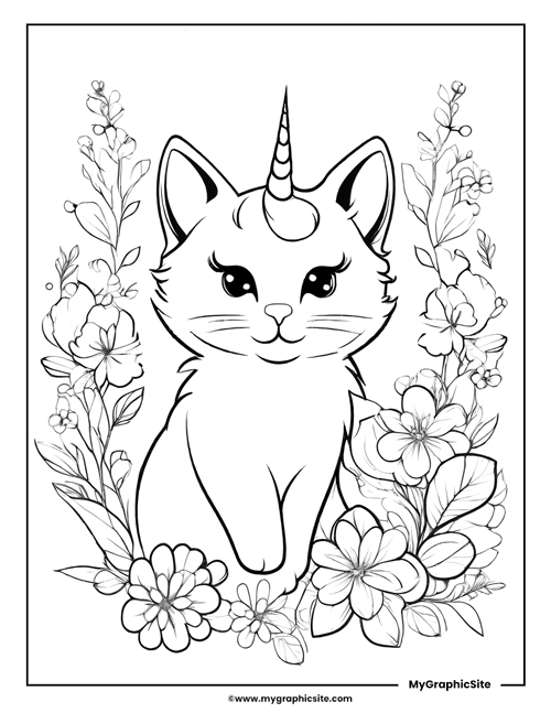 unicorn kitty coloring page 8