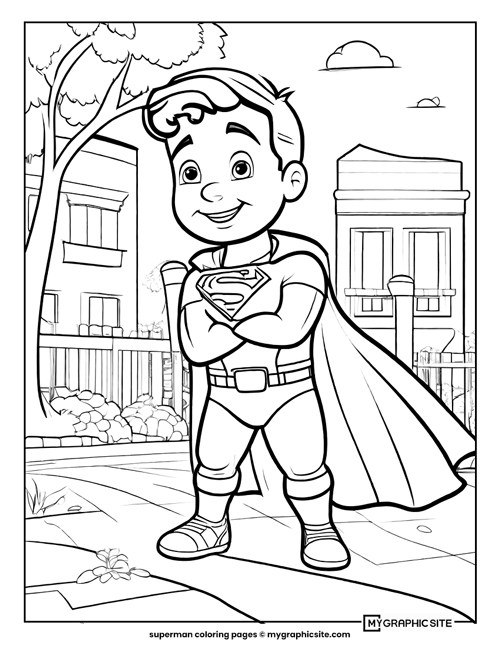 kids superman coloring pages 19 Happy Kids Superman on Playground coloring pages for kids