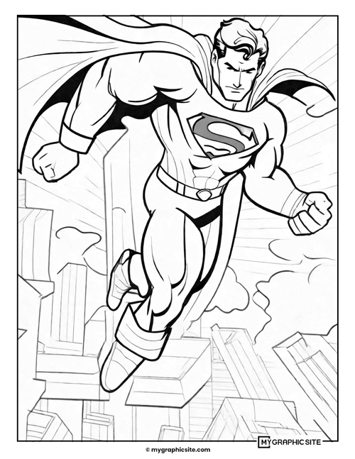 superman coloring pages 2 Superman flying in the Sky coloring pages.