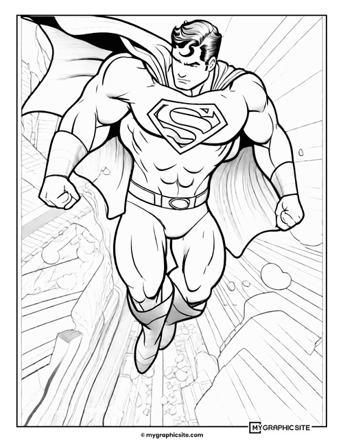 superman coloring pages 3 Superman flying in the Sky during the anime attack coloring pages