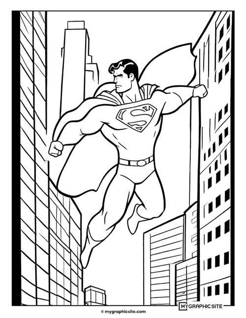 superman coloring pages 5 Superman waiting the sky between two building coloring pages for kids